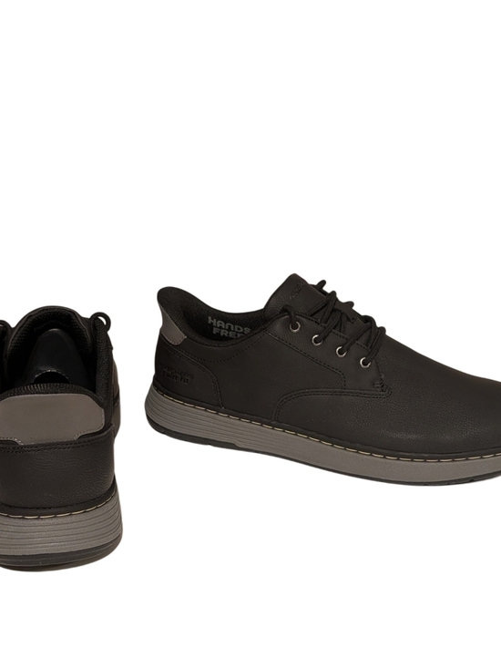 Skechers Men\'s Black Casual Lace-Up Oxford with Gray Contrast Sole